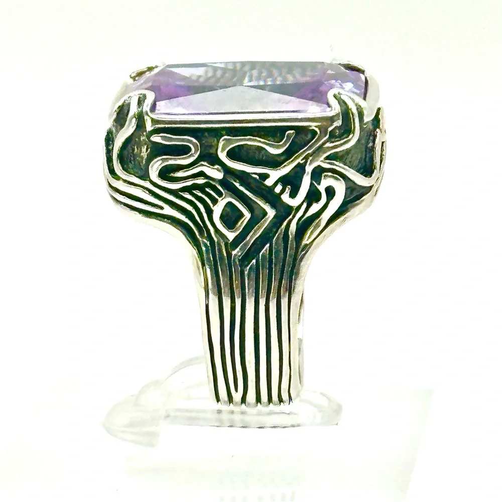 Silpada Retired Vintage R201 Lavender  Sterling Silver & Purple CZ Ring Size 7